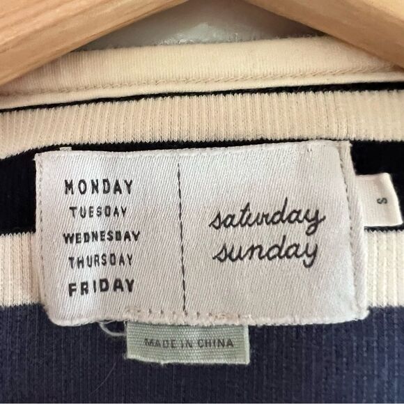 Saturday Sunday Anthropologie Dress Ribbed Striped Midi Size Small - Picture 6 of 10